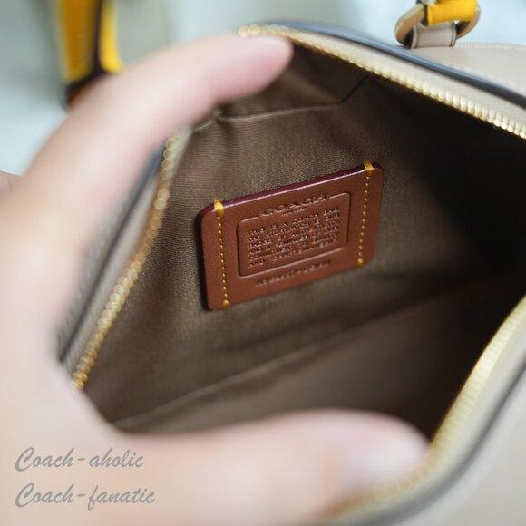 NWT Coach CBI90  Satchel Crossbody Bag With Plaid Print in Bright Maize - Picture 10 of 12